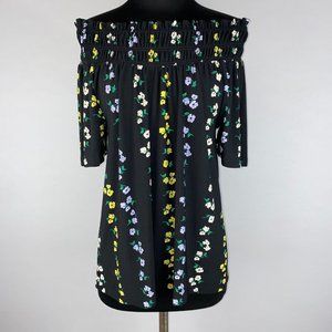 Ann Taylor S Floral Patterned Off The Shoulder Short Sleeve Blouse Top